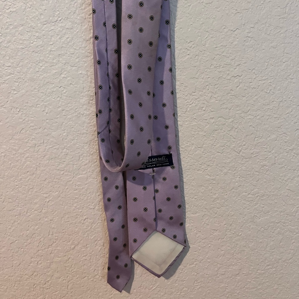 TRISSARDI Vintage Silk Lavender Tie Classic Polka Dot Design